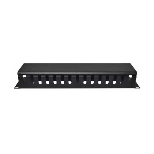 Intellinet 716062 19" 2U Black Rackmount Cable Management Panel with Cover - Image 3