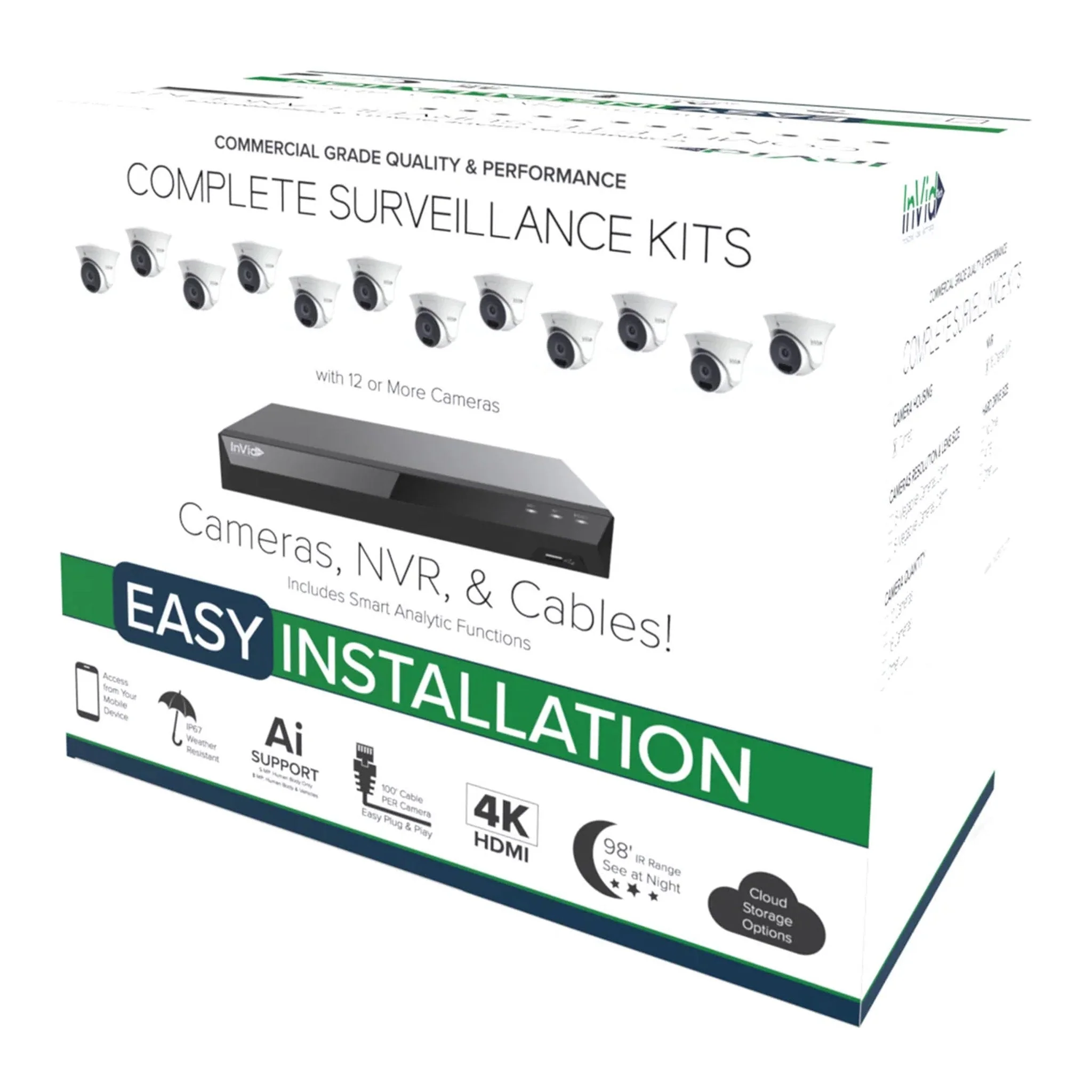 InVid Tech PRTKIT-8MP16CHTX16-4T 16-Channel Protect 4TB NVR Kit with 16x 8MP 2.8mm Turret Cameras and 100' Cables