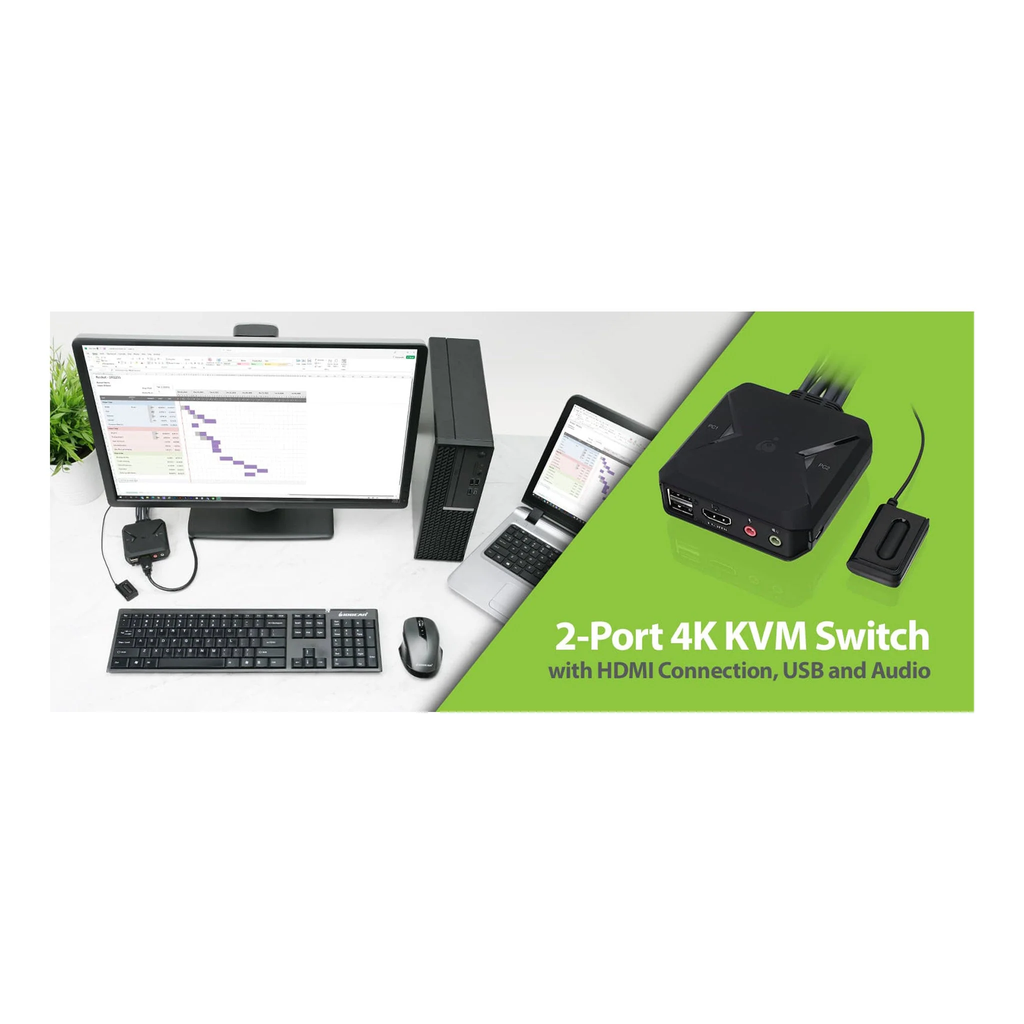 IOGEAR GCS92HU 2-Port 4K KVM Switch with HDMI USB and Audio Connections - Image 6