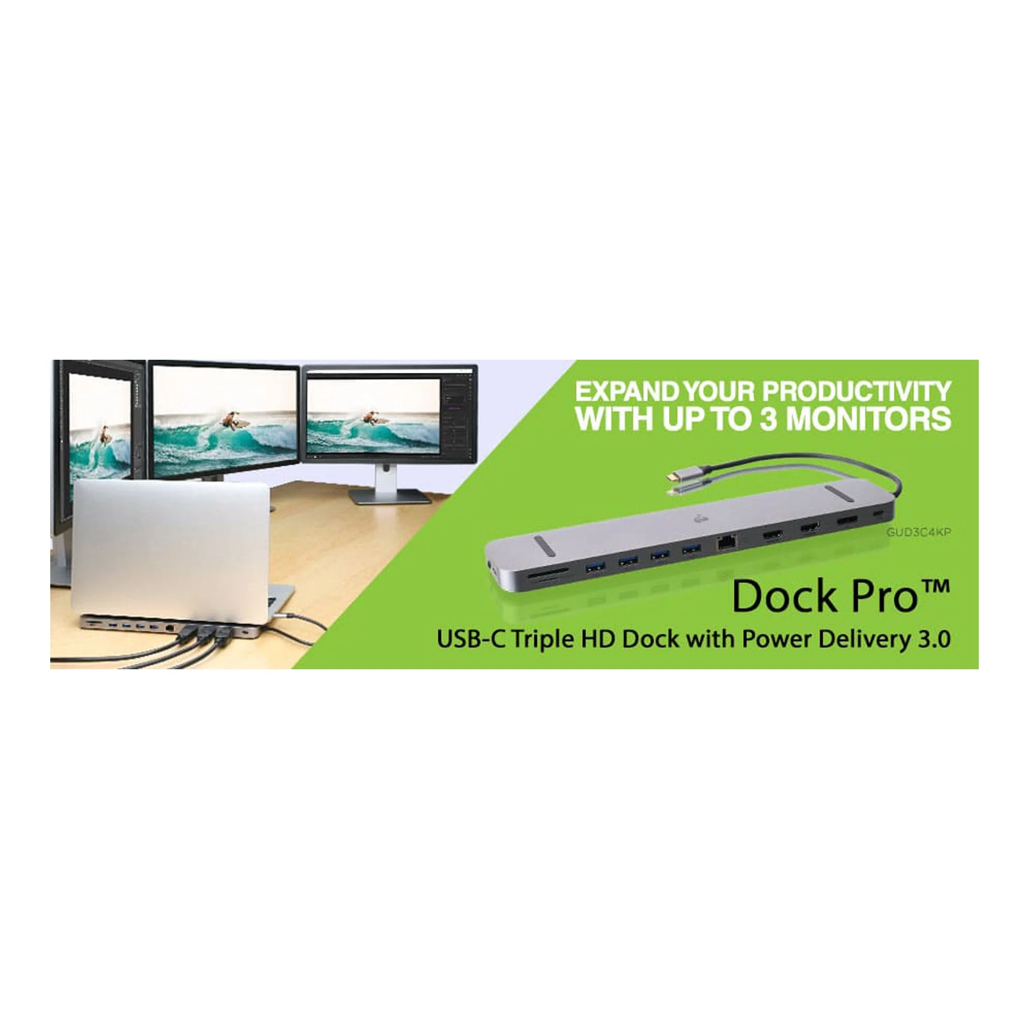 IOGEAR GUD3C4K3 Dock Pro USB-C Triple HD Dock with PD 3.0 - Image 3