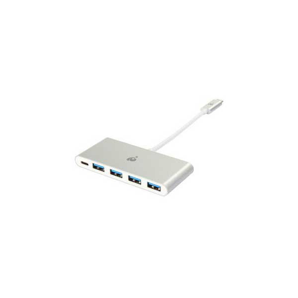 IOGEAR GUH3C4PD USB-C to 4 Port USB-A Hub with Power Delivery Pass-Thru