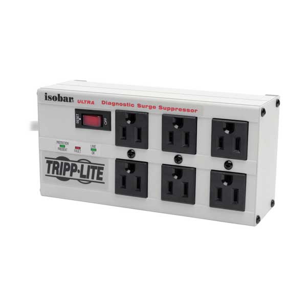 Tripp Lite Isobar 6-Outlet Surge Protector, 6 ft. Cord with Right-Angle Plug, 3330 Joules