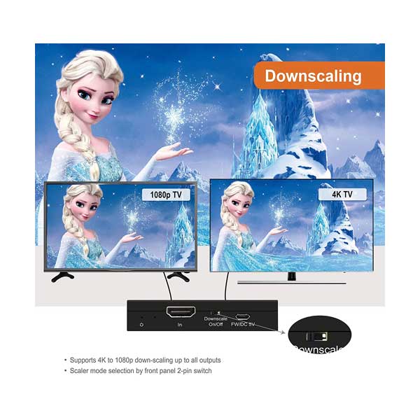 J-Tech Digital JTECH-4KSP4 1X4 Multi-Resolution Output HDMI Splitter - Image 5