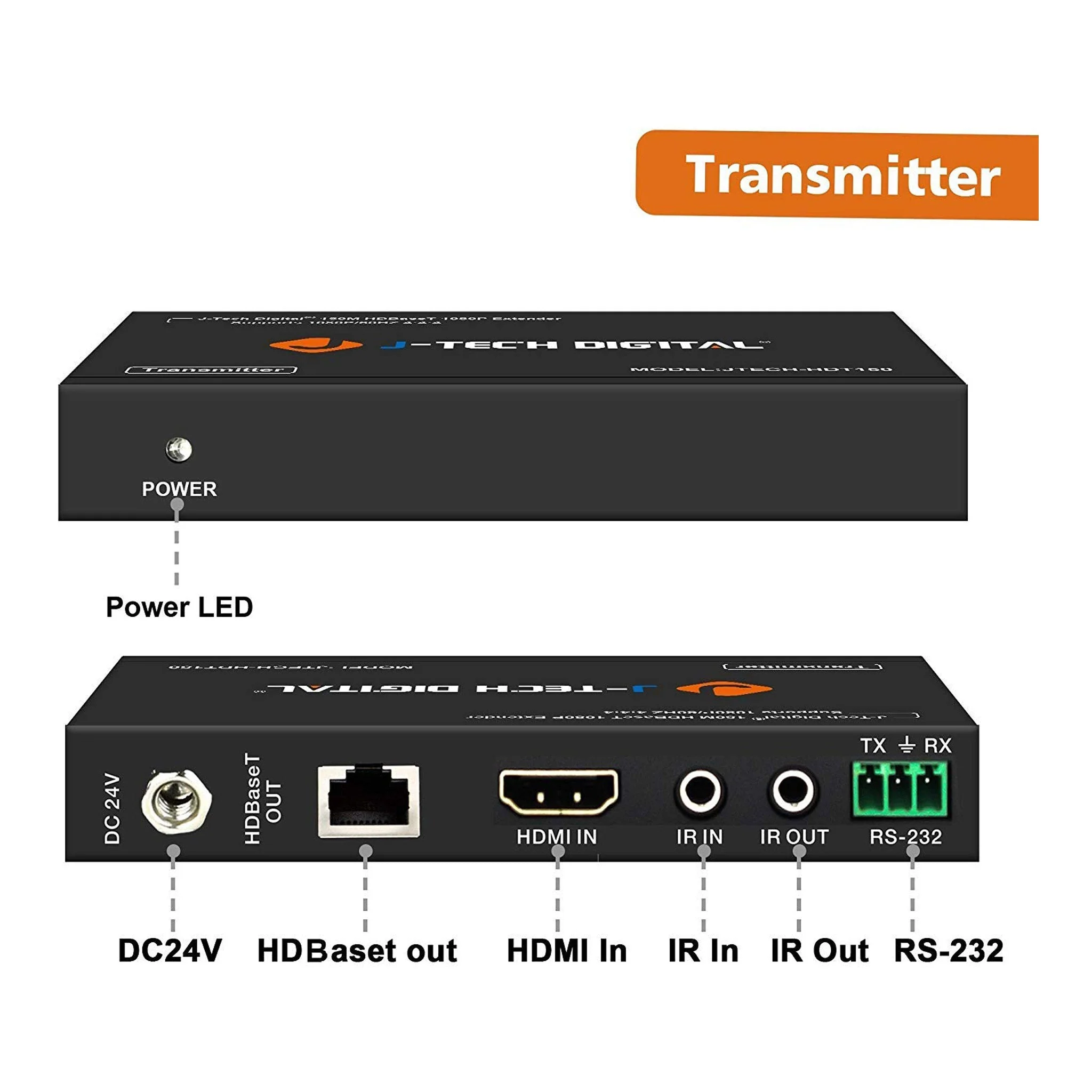 J-Tech Digital JTECH-HDT150 HDBaseT Long Range 1080P HDMI Extender - 492ft - Image 3
