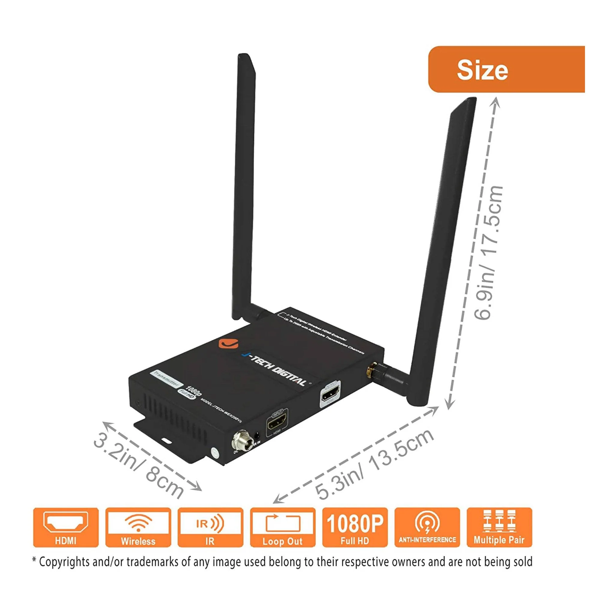 J-Tech Digital JTECH-WEX200V3-R 1080P Wireless HDMI Receiver Only - 200ft - Image 2