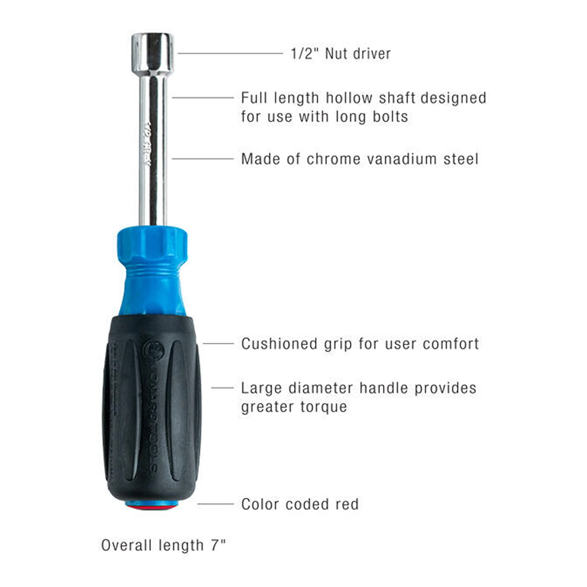 Jonard Tools ND-63012 1/2" Hollow Nut Driver with 3" Shaft - Image 2
