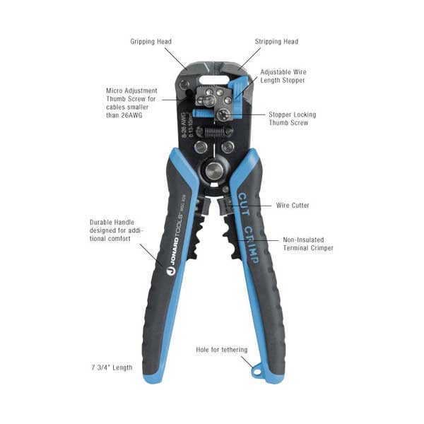 Jonard Tools WSC-826 8-26 AWG Wire Stripper & Crimper - Image 2