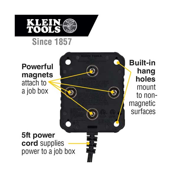 Klein Tools 29601 PowerBox 1 Magnetic Mounted Power Strip with Integrated LED Lights - Image 3