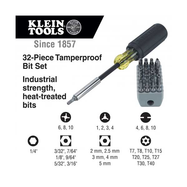 Klein Tools 32510 Magnetic Screwdriver with 32 Tamperproof Bits - Image 5