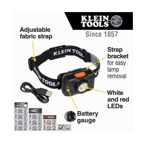Klein Tools 56414 Rechargeable 2-Color LED Headlamp with Adjustable Strap - Image 5