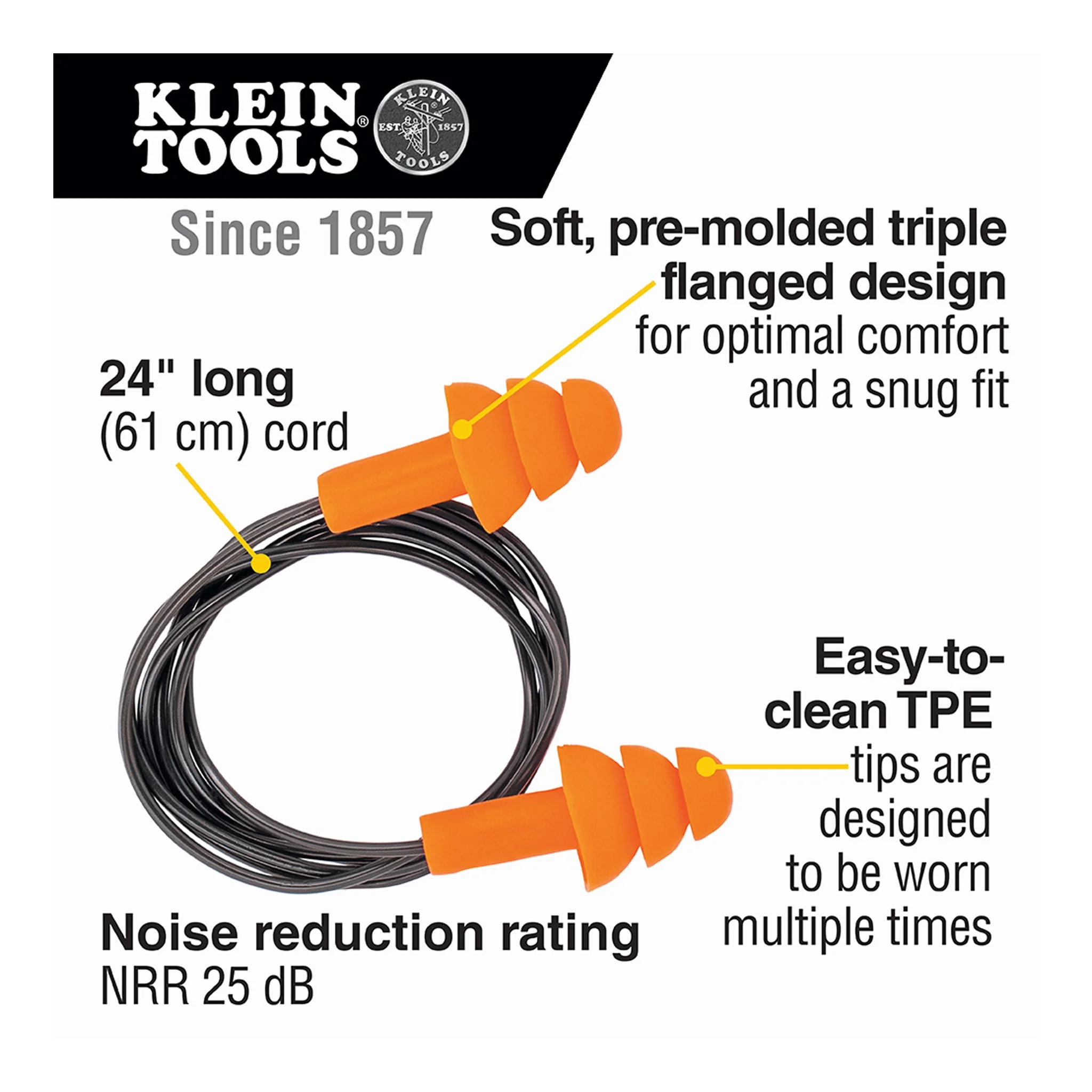 Klein Tools 605036 6-Pair Corded Earplugs - Image 3