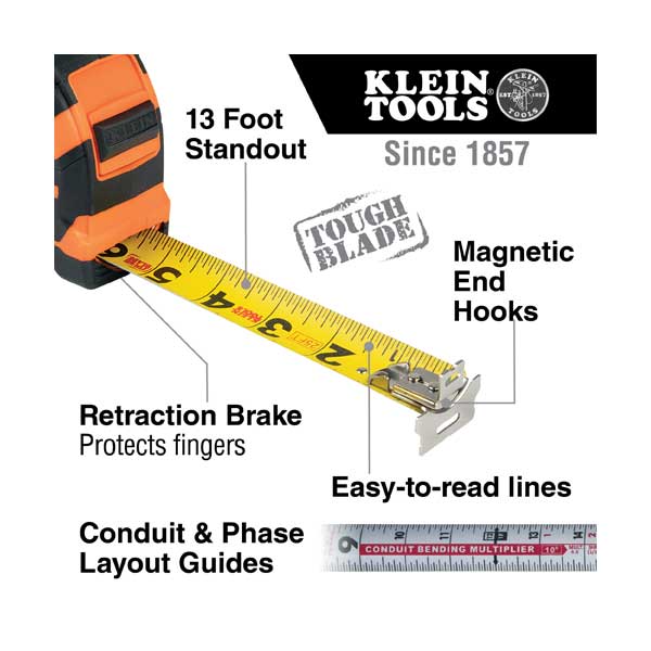 Klein Tools 9225 25-Foot Magnetic Double-Hook Tape Measure - Image 2