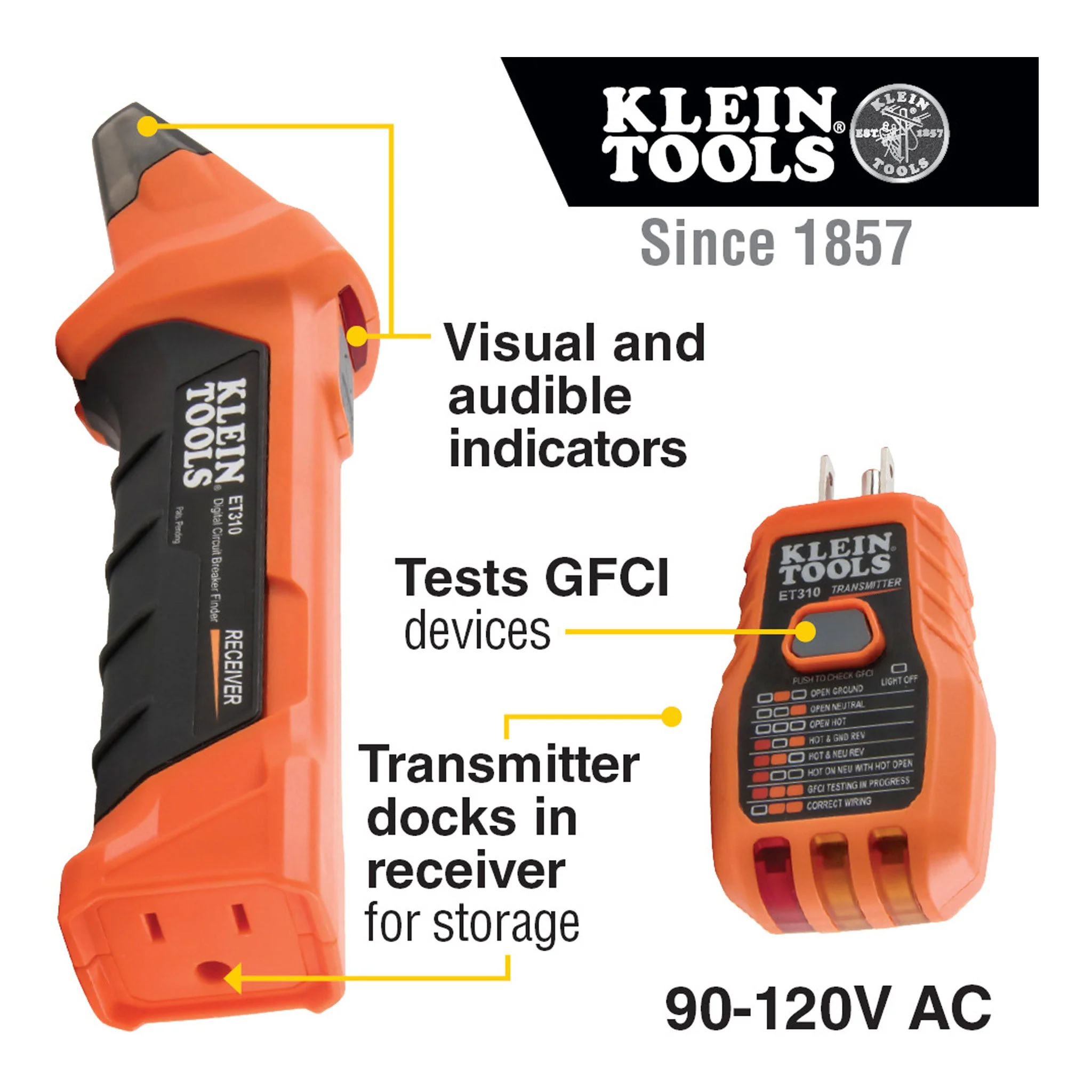 Klein Tools ET310 Digital Circuit Breaker Finder with GFCI Outlet Tester - Image 5