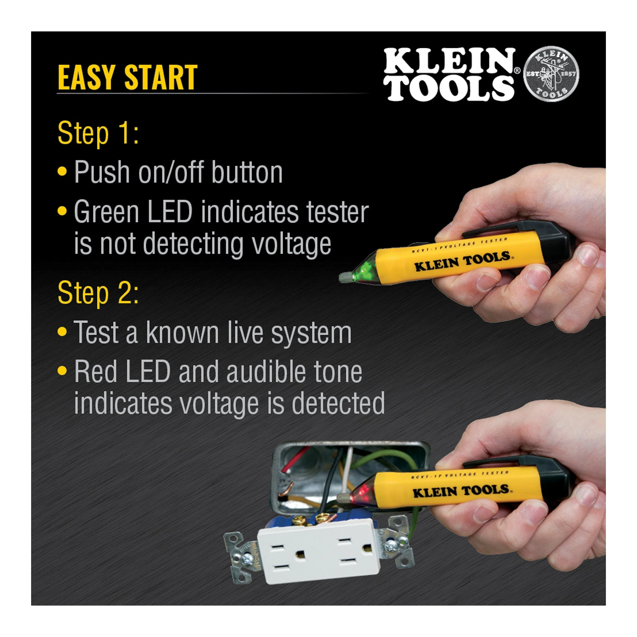 Klein Tools NCVT1PKIT Non-Contact Voltage and GFCI Receptacle Test Kit - Image 5