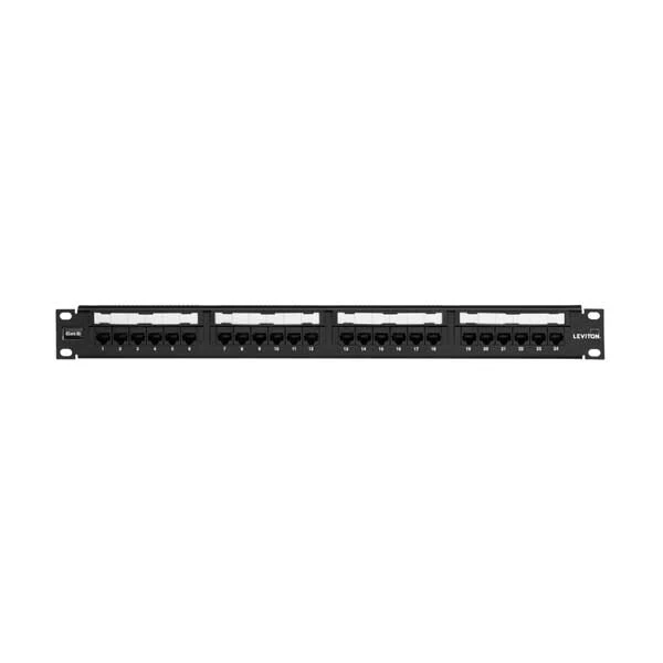 Leviton 69586-U24 24-Port 1RU Cat 6 Universal Patch Panel with Cable Management Bar Included