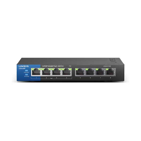 Linksys LGS108P 8-Port Gigabit PoE+ Business Desktop Switch
