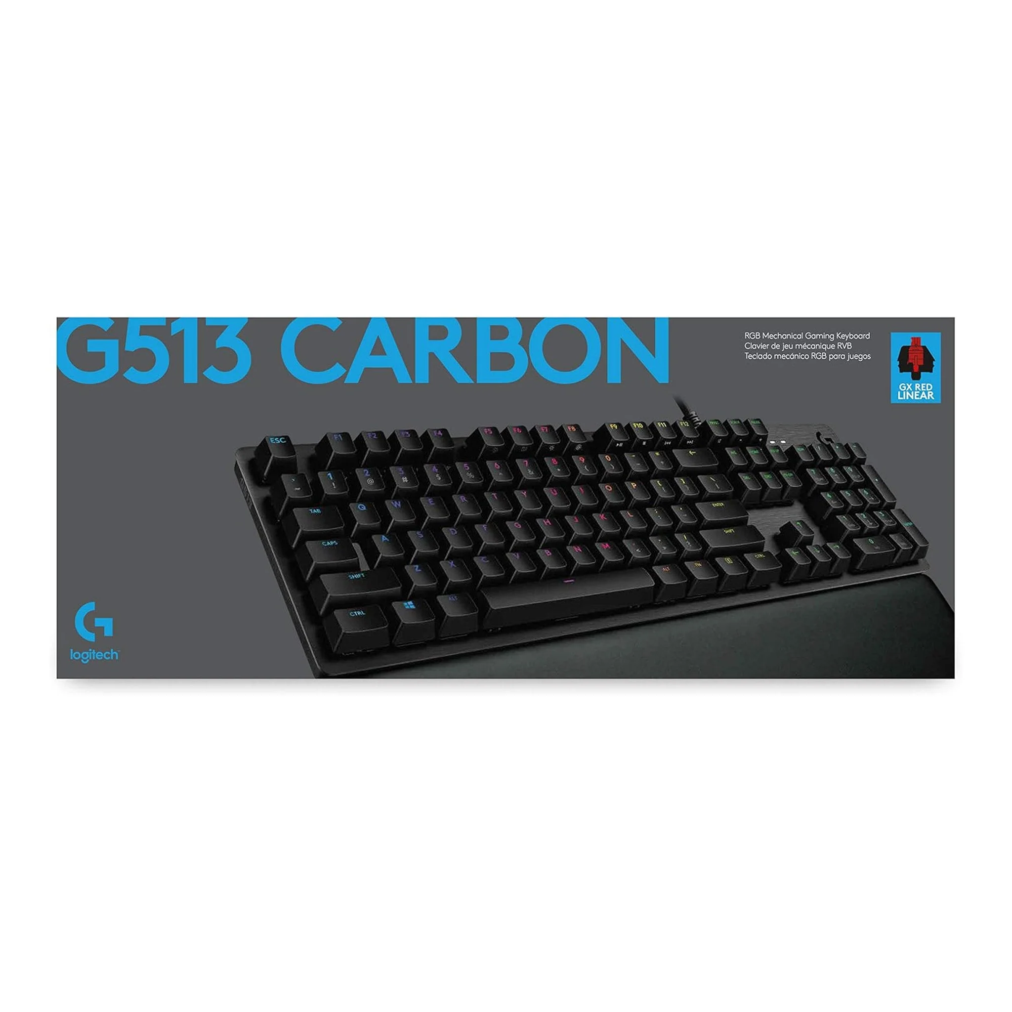 Logitech 920-009332 G513 Lightsync RGB Mechanical Gaming Keyboard with GX Red Switches - Carbon Black - Image 4