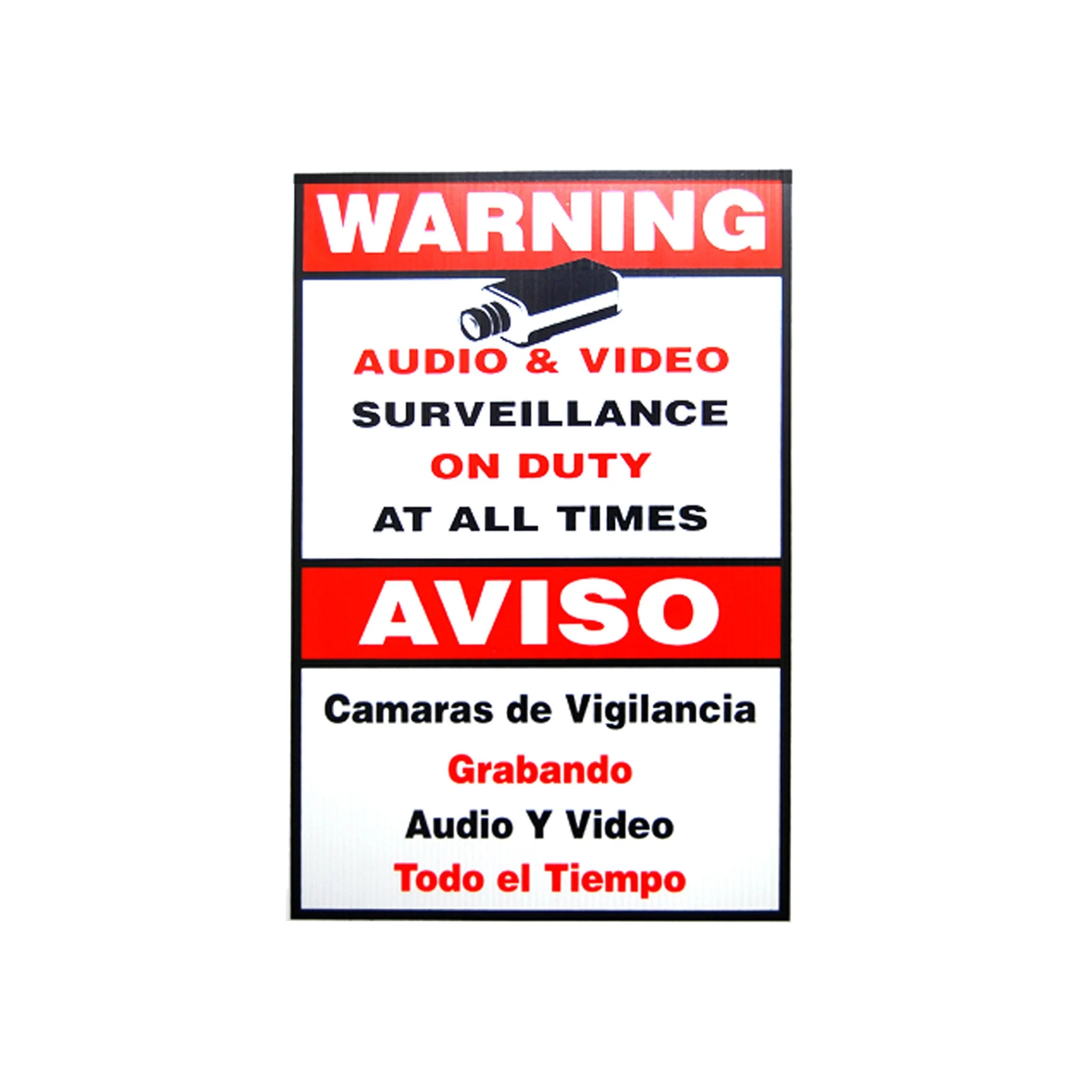 LT Security LTSIGNA 18" x 11" Plastic Bilingual CCTV Security Warning Sign