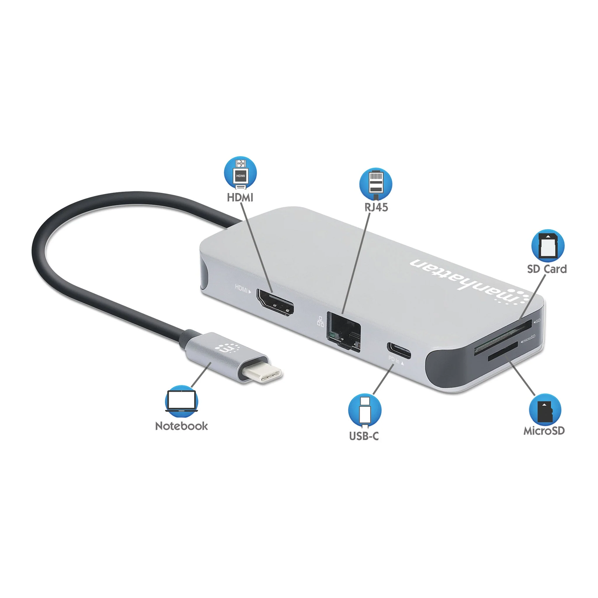 Manhattan 130615 8-in-1 USB-C Docking Station with Power Delivery - Image 7