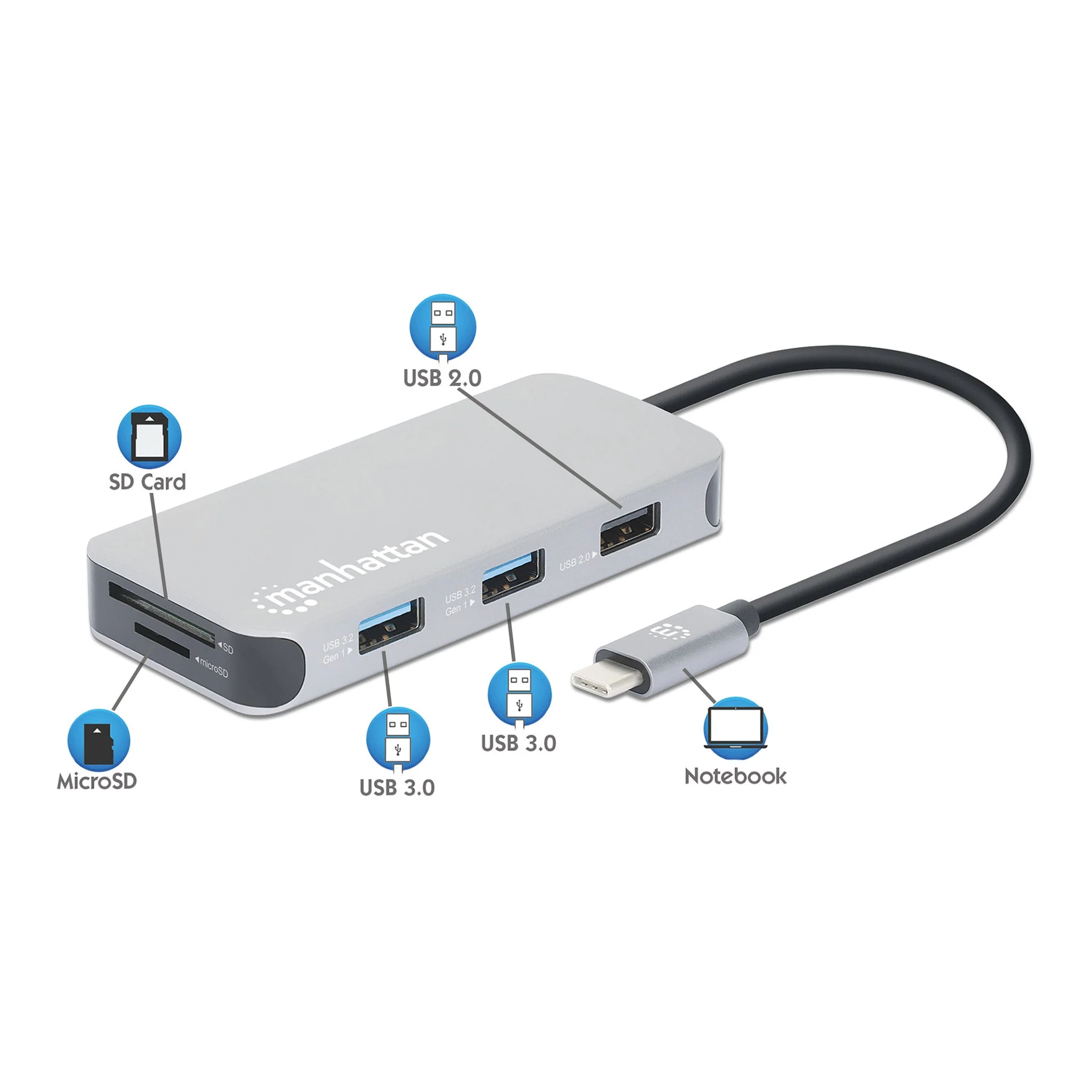 Manhattan 130615 8-in-1 USB-C Docking Station with Power Delivery - Image 8