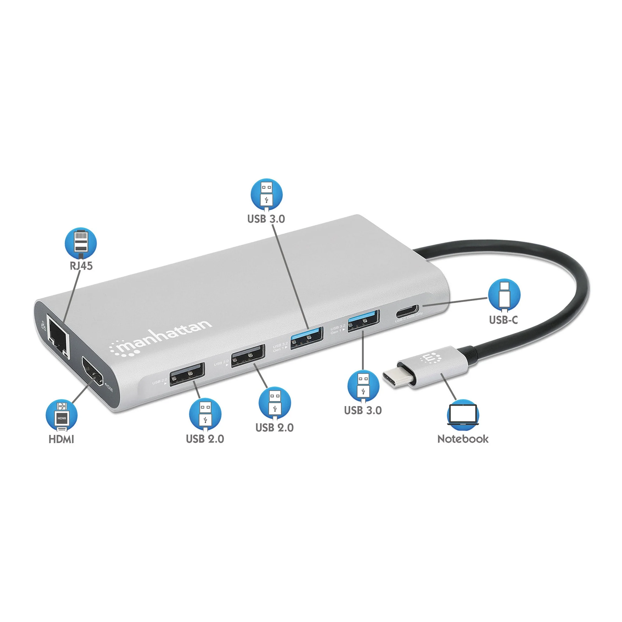 Manhattan 130660 USB-C PD 12-in-1 Triple-HDMI Monitor Docking Station with MST - Image 8