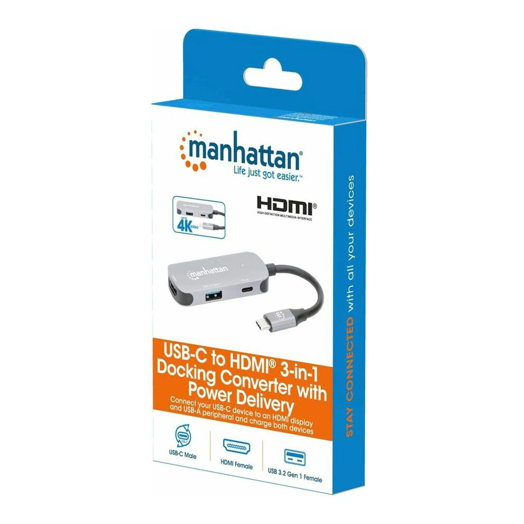 Manhattan 130707 USB-C to HDMI 3-in-1 Docking Converter with Power Delivery - Image 4