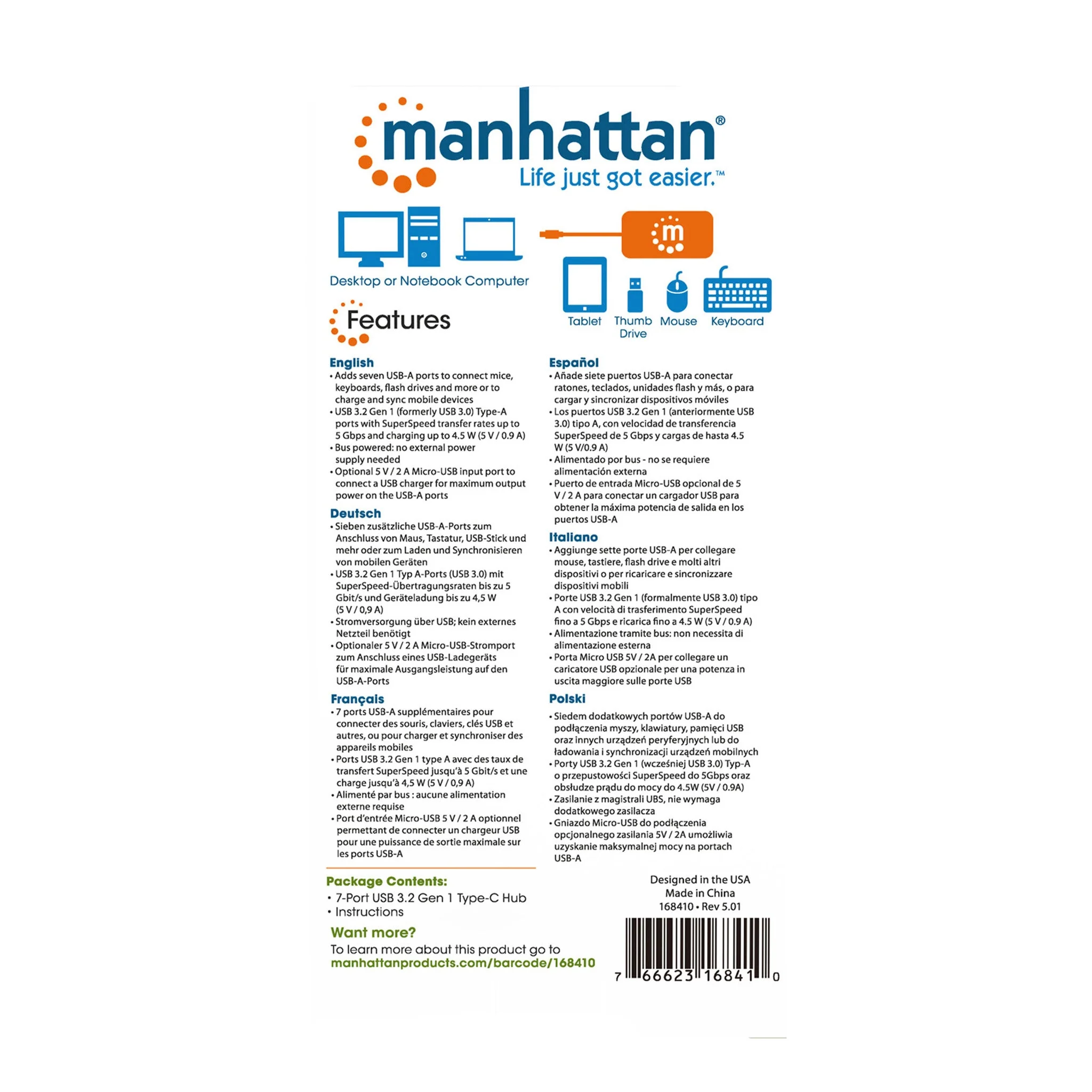 Manhattan 168410 7-Port USB 3.0 Type-C Hub - Image 6
