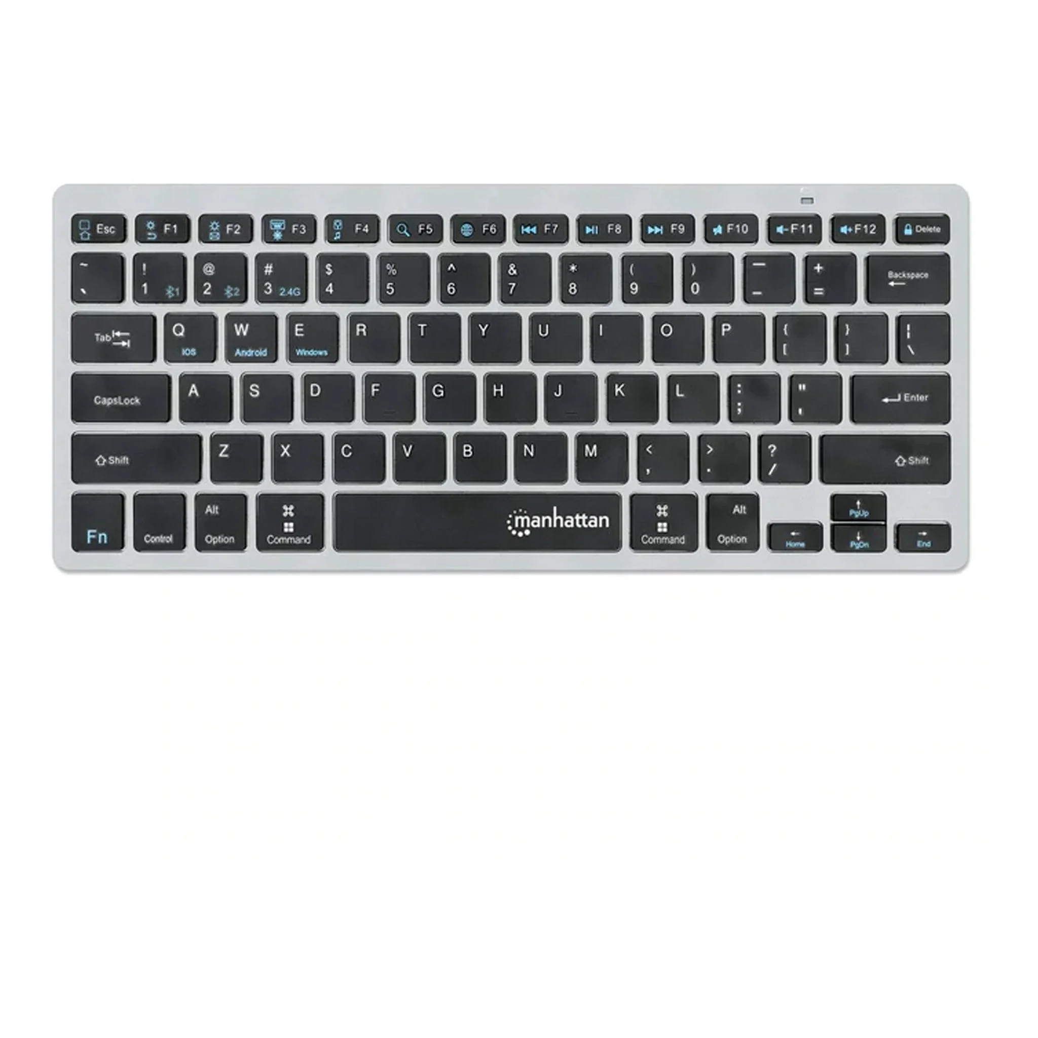 Manhattan 180559 Dark Gray Ultra Slim Dual-Mode Bluetooth 2.4GHz Wireless Keyboard - Image 4