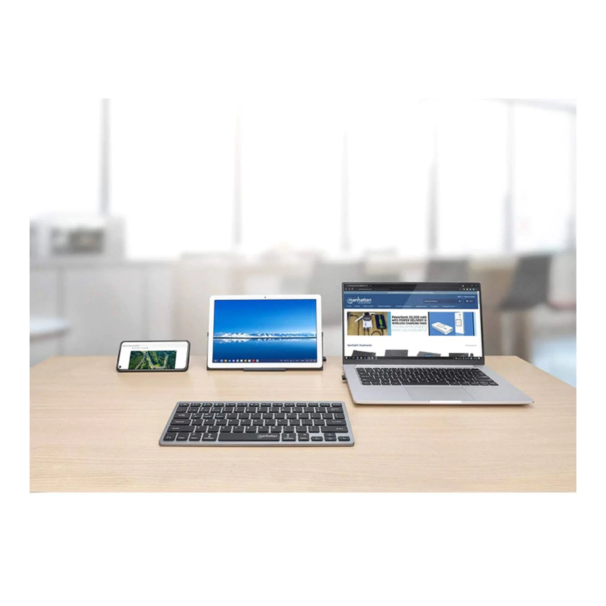 Manhattan 180559 Dark Gray Ultra Slim Dual-Mode Bluetooth 2.4GHz Wireless Keyboard - Image 7