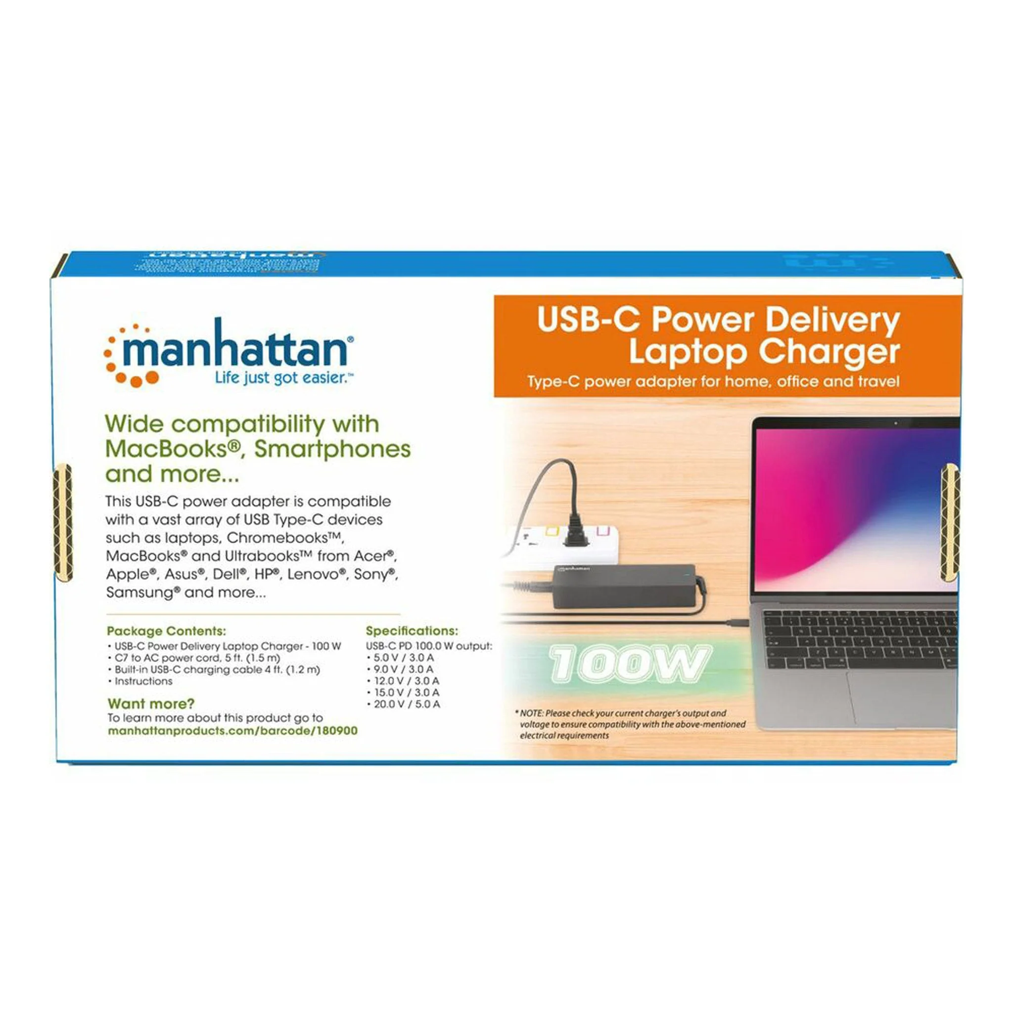 Manhattan 180900 100W USB-C Power Delivery Laptop Charger - Image 5