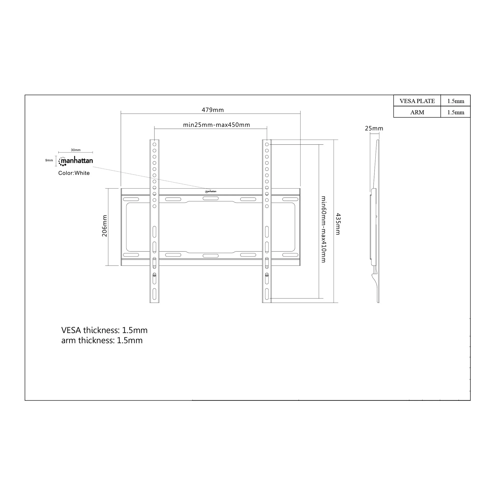 Manhattan 460934 32" to 55" Universal Flat-Panel TV Low-Profile Wall Mount - Image 4
