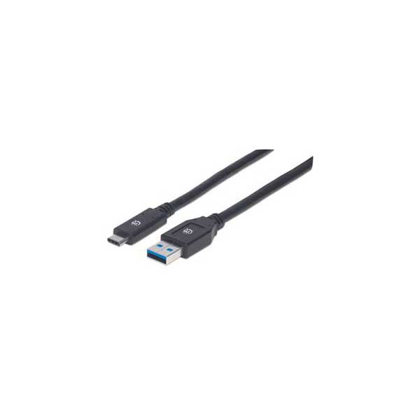 Manhattan Type-C Male to Type-A Male, 3A, 3 m (10 ft.), Black