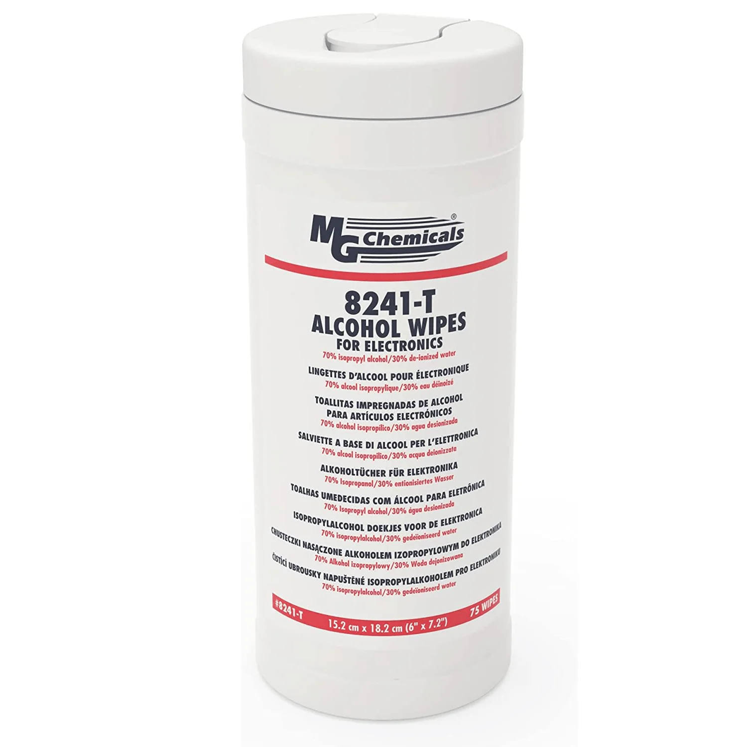 MG Chemicals 8241-T 70% Alcohol Wipes, 75 Piece