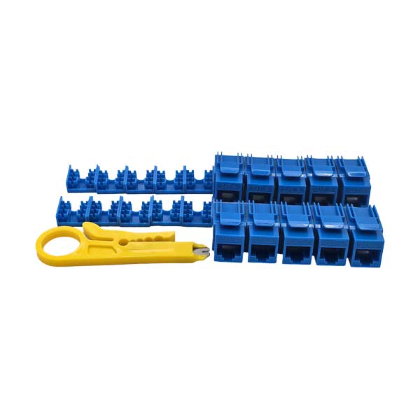 Micro Connectors CAT6 Unshielded Punch Down Keystone Jack with Tool | Blue | 10-Pack | FRT-840BL10-T