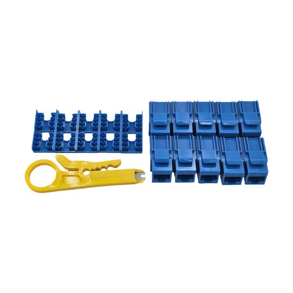 Micro Connectors CAT6A Unshielded Punch Down Keystone Jack with Tool | Blue | 10-Pack | FRT-860BL10-T