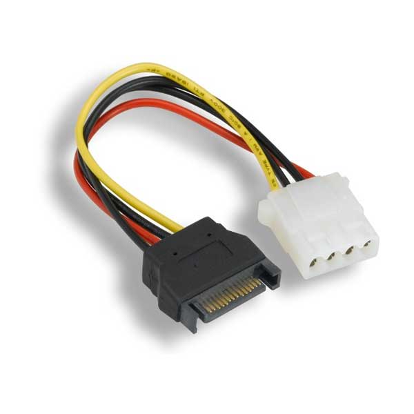 Micro Connectors F04-132 7" SATA 15-Pin Male To 5.25" LP4 Female DC Power Cable