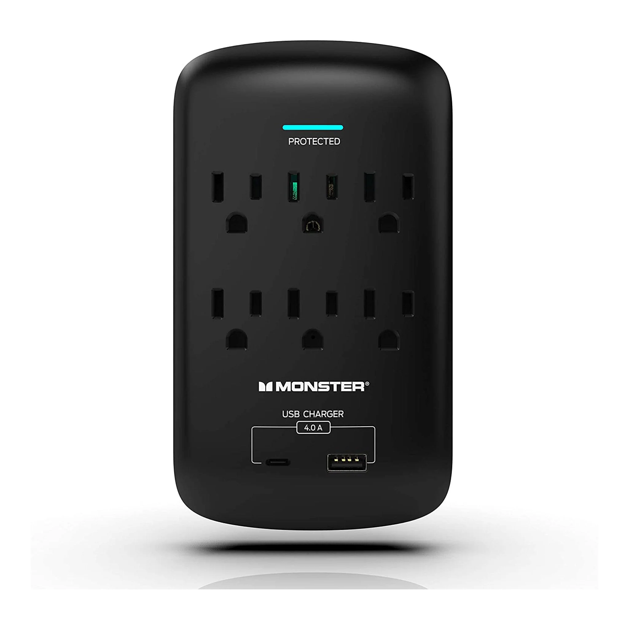 Monster ME-5003 6-Outlet Wall Tap Surge Protector with USB-C and USB-A Charging Ports