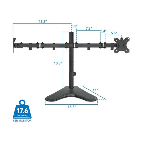 Mount-It! 32" to 19" Dual Monitor Desk Stand (MI-2781B) - Image 2