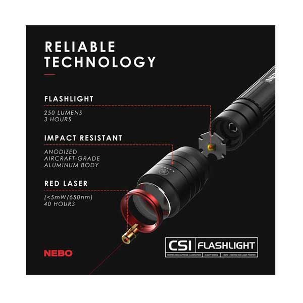 NEBO 6873 CSI Magnetic LED Flashlight with Red Laser - Image 4