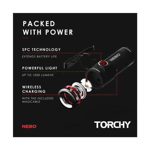 NEBO 6878 Torchy 2.6in 5 Mode 1K Lumens Rechargeable LED Flashlight - Image 4