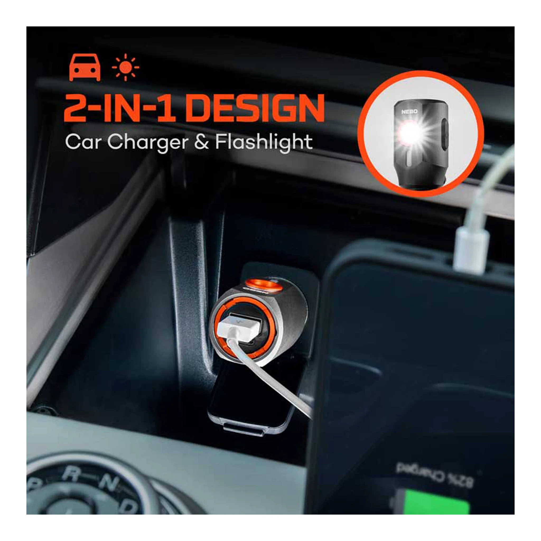 NEBO NEB-POC-1006 Transport 400 2-IN-1 Car Charger & Flashlight - Image 3