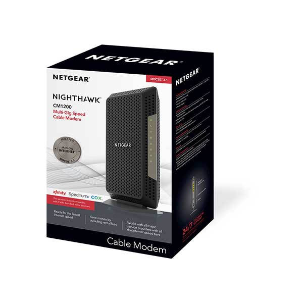 NETGEAR CM1200-100NAS Nighthawk Multi-Gig 10Gbps DOCSIS 3.1 Cable Modem - Image 3