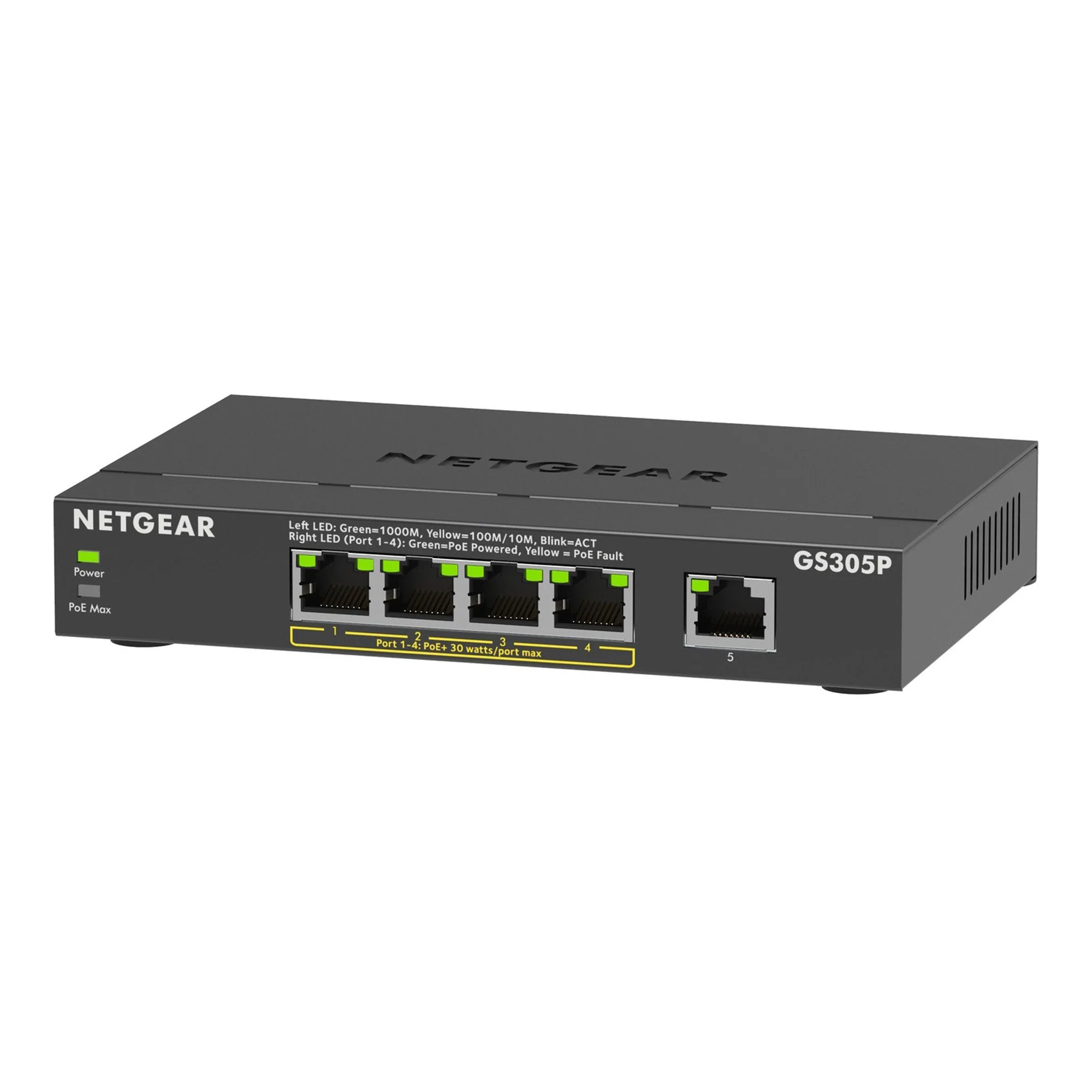 NETGEAR GS305P-300NAS 5-Port Gigabit Ethernet PoE Switch - Desktop, Wall Mountable