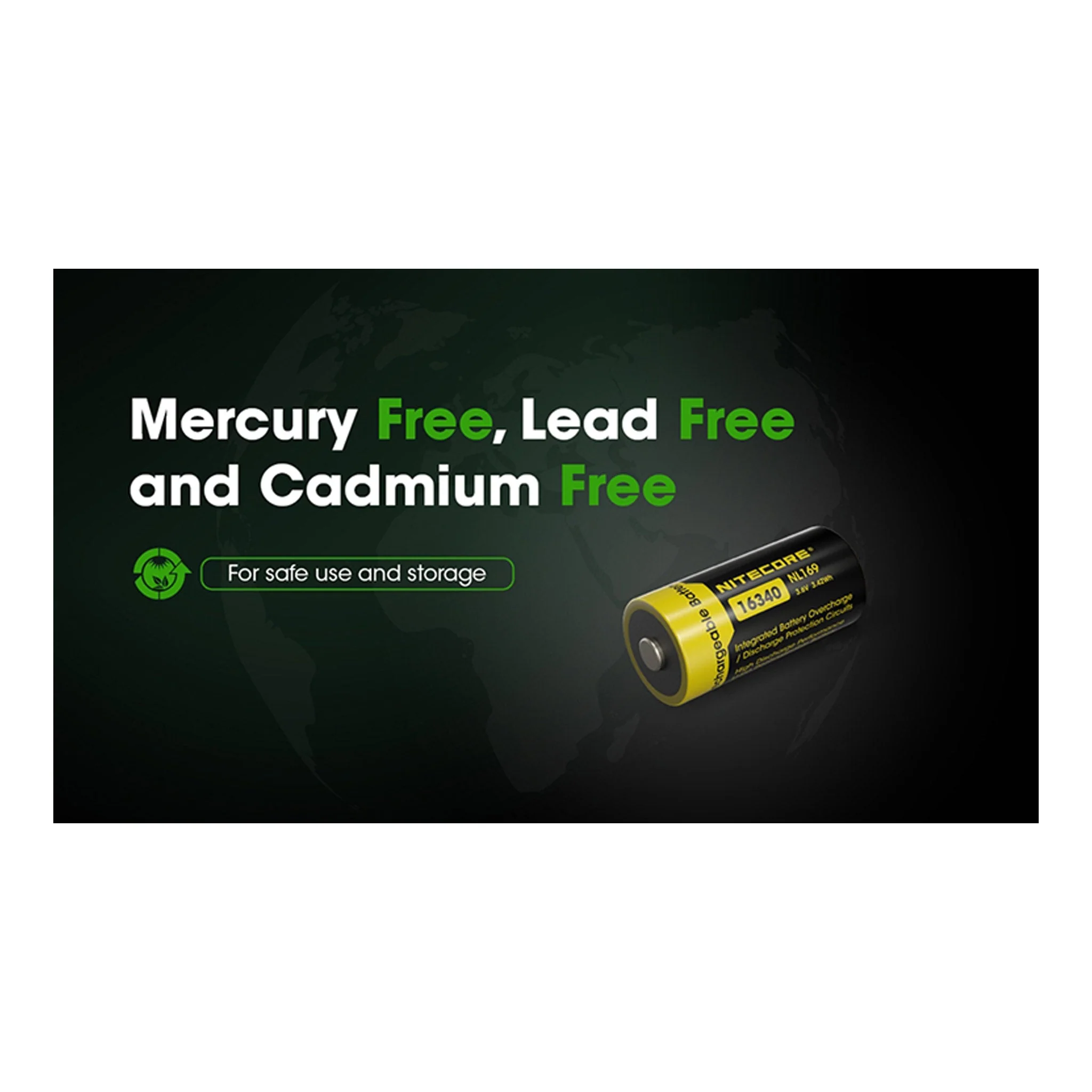 Nitecore NL169 950mAh Rechargeable RCR123A 16340 Battery - Image 6