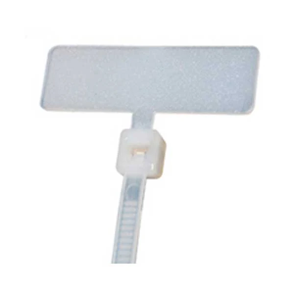 NTE Electronics 04-0418FL9 4.3" 0.312 x 1 18lb Natural Nylon Identification Flag Cable Ties 100-Pack