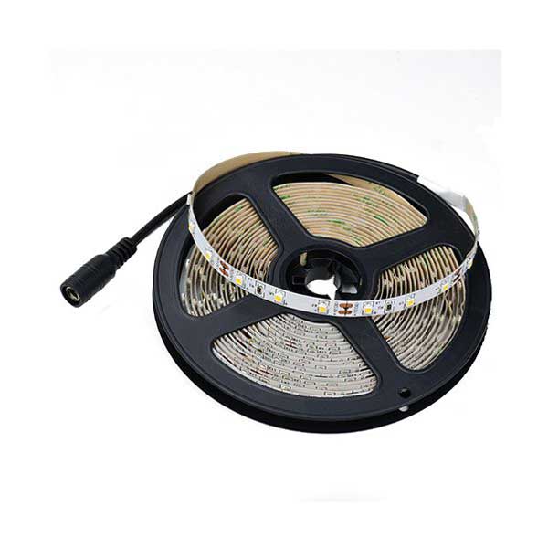NTE Electronics 69-V412W 16.4' (5m) White 6-7k Single Color 3528 Flexible IP20 600 LEDs Strip 12V DC 48W