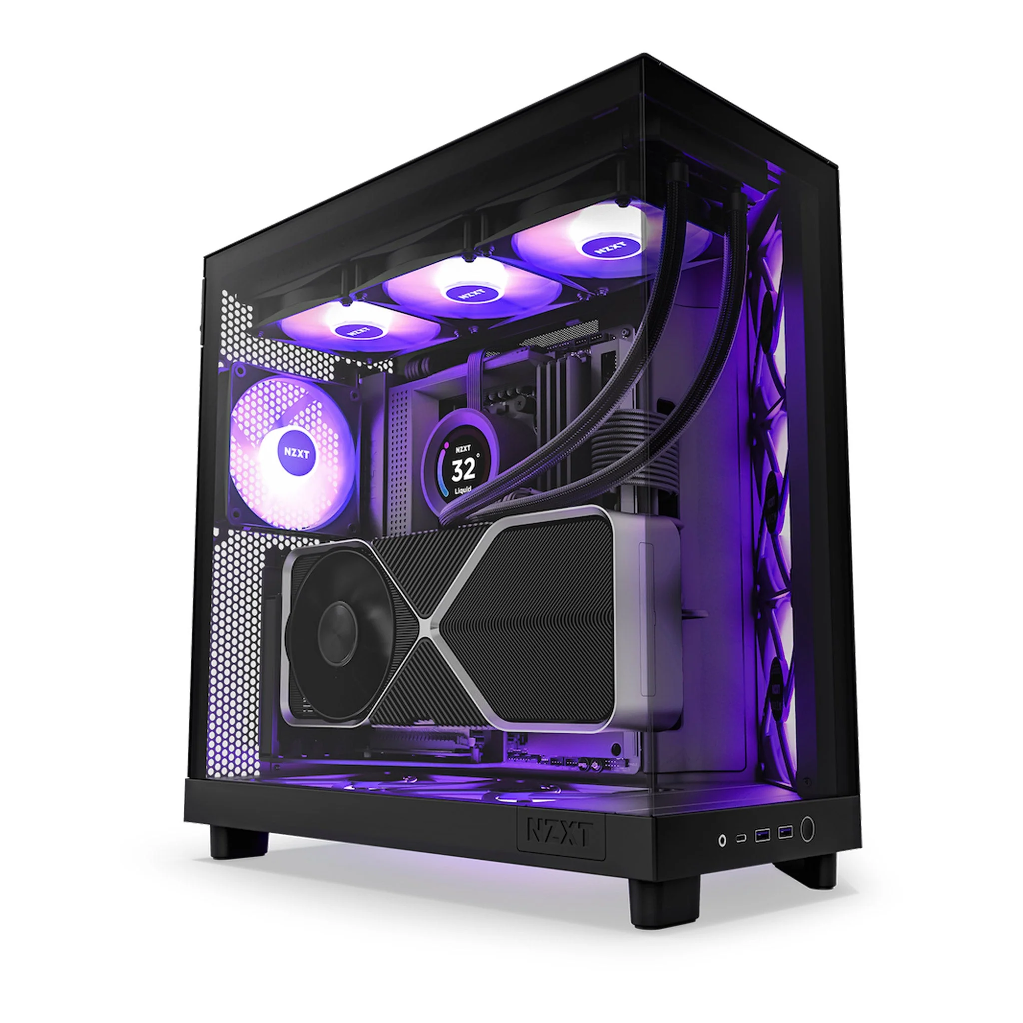 NZXT CC-H61FB-R1 H6 Flow RGB Mid-Tower Dual-Chamber Airflow ATX Case - Black - Image 6