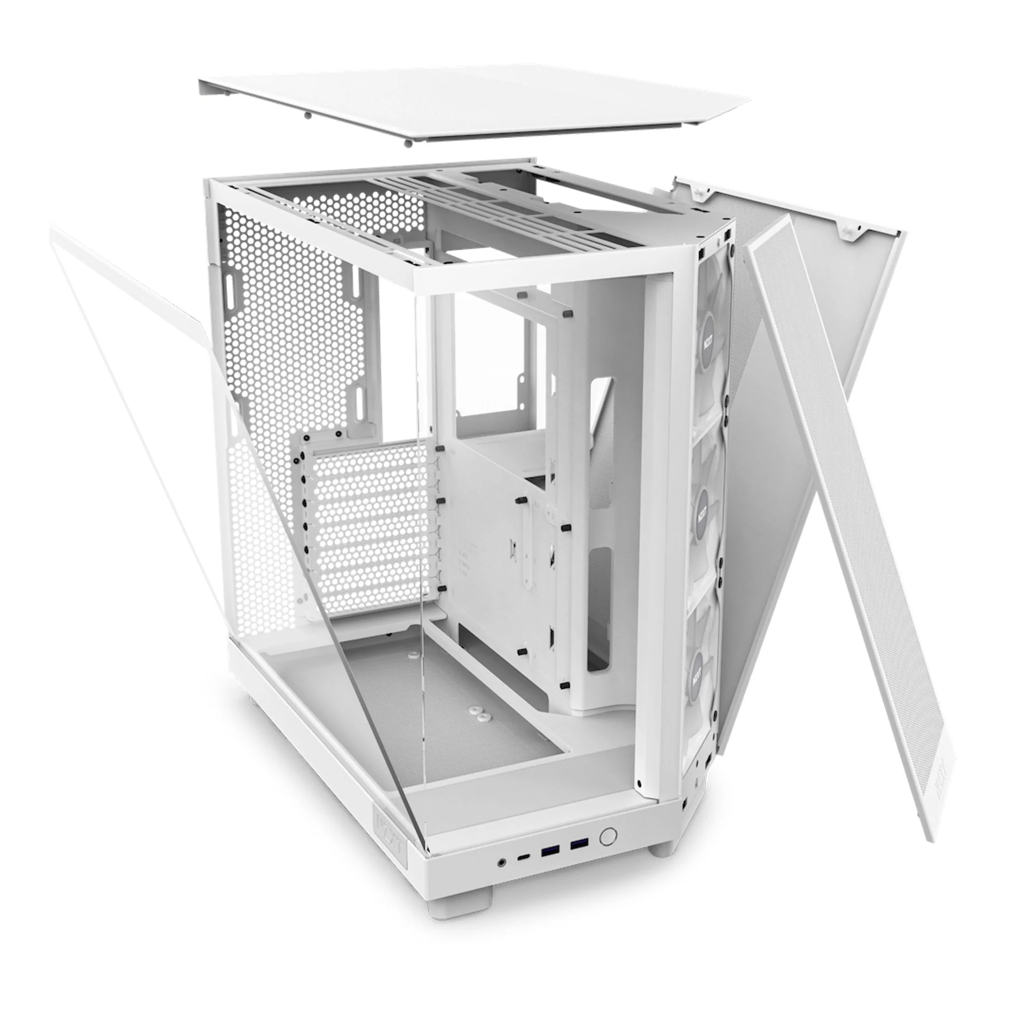 NZXT CC-H61FW-R1 H6 Flow RGB Mid-Tower Dual-Chamber Airflow ATX Case - White - Image 4