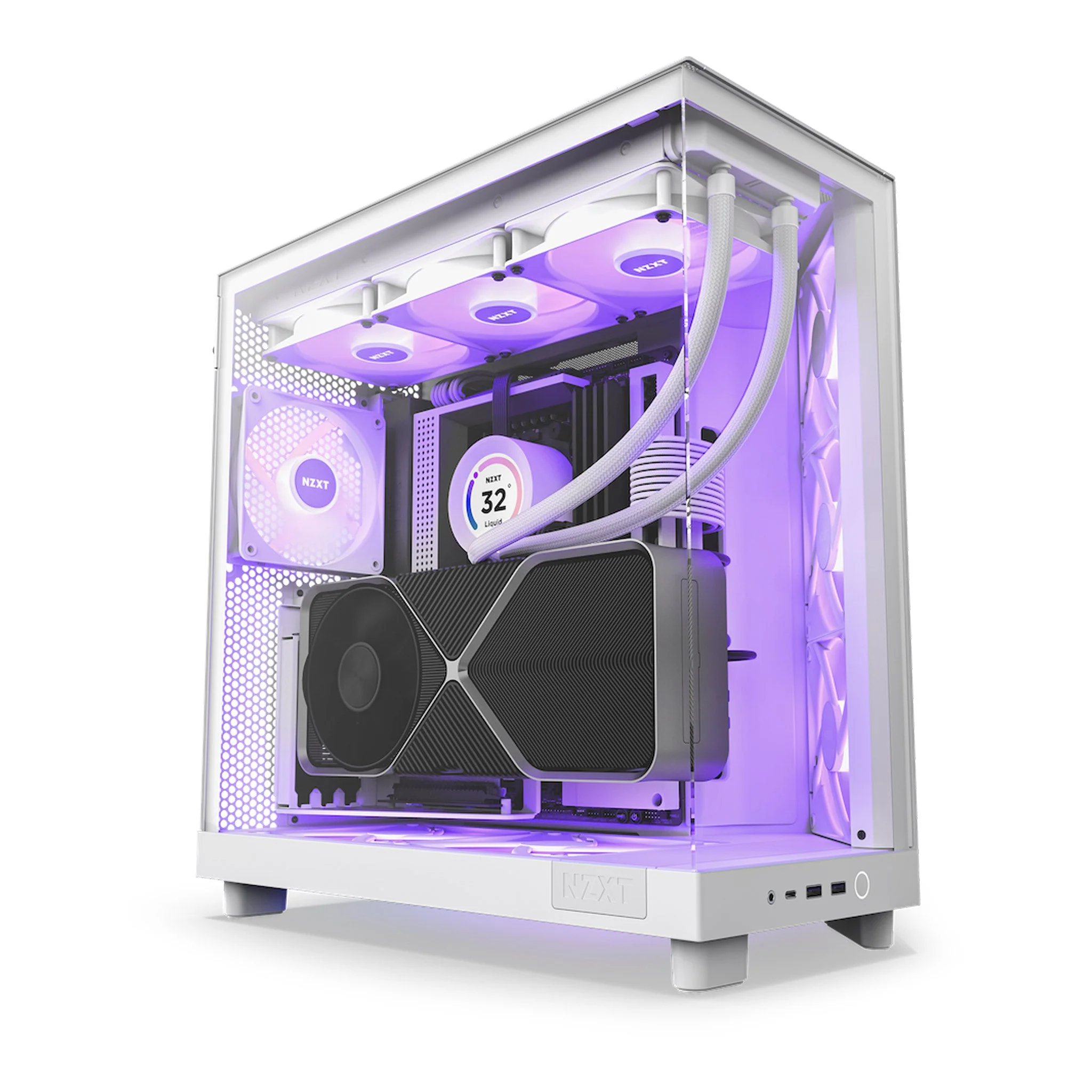 NZXT CC-H61FW-R1 H6 Flow RGB Mid-Tower Dual-Chamber Airflow ATX Case - White - Image 6