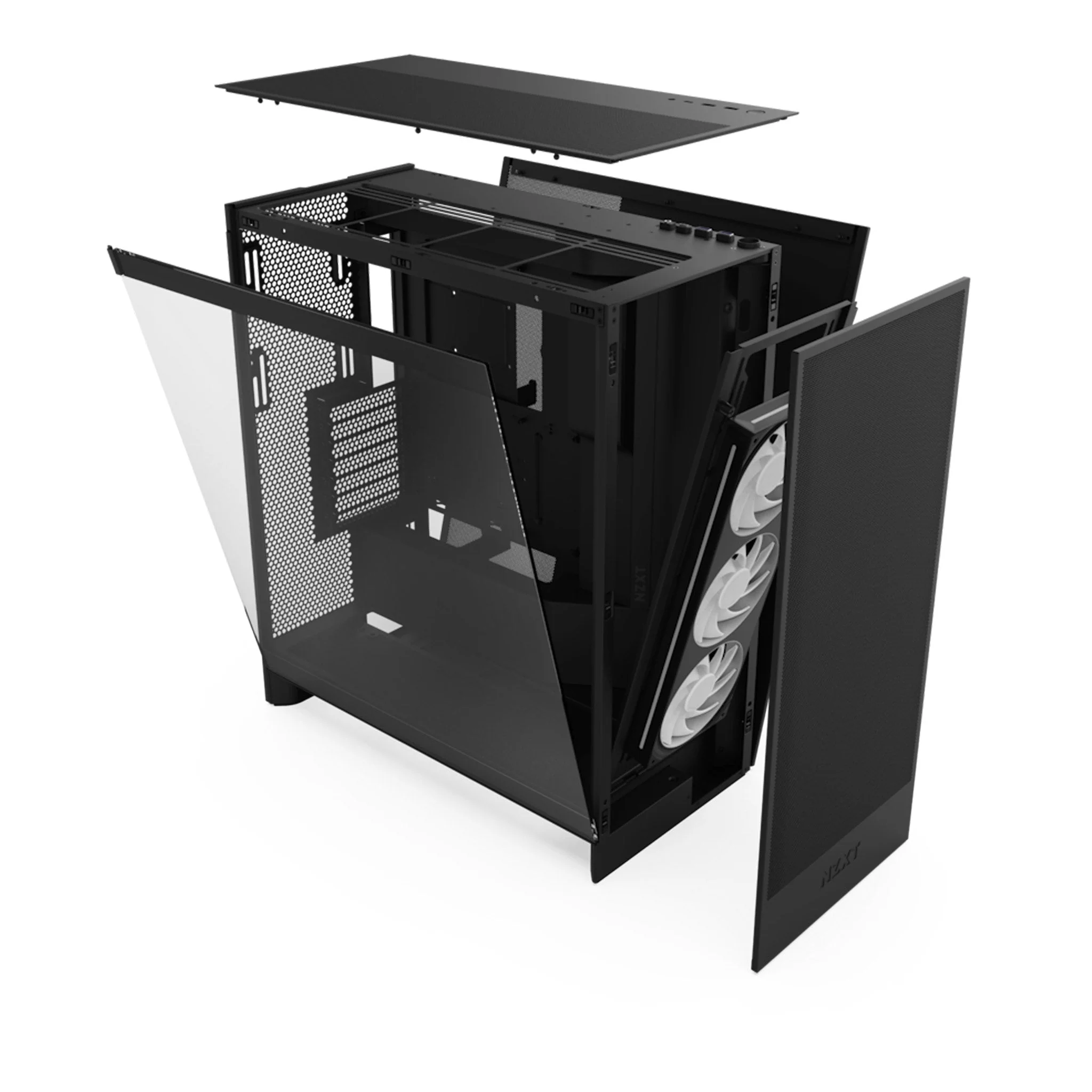NZXT CM-H72FB-R1 H7 Flow RGB Mid-Tower ATX Airflow Case with RGB Fans - Black - Image 2